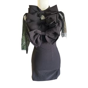 Santo by Paola de Santo Black Bow Mini Dress - Size XS/NWT